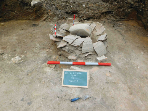 Fig. 5. Chiupul identificat în timpul cercetărilor arheologice de la Biserica „Sfântul Dumitru-Poştă” 2021.